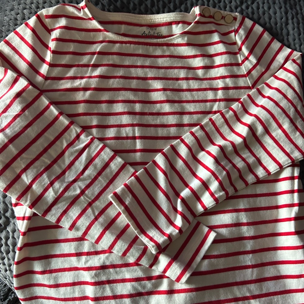 J Crew Striped Red and White artists nautical shirt
